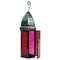 In the Breeze 9213 — Pink & Red Large Hex Tealight Lantern — Moroccan-Style Boho Chic Tealight Glass and Metal Tabletop Lantern